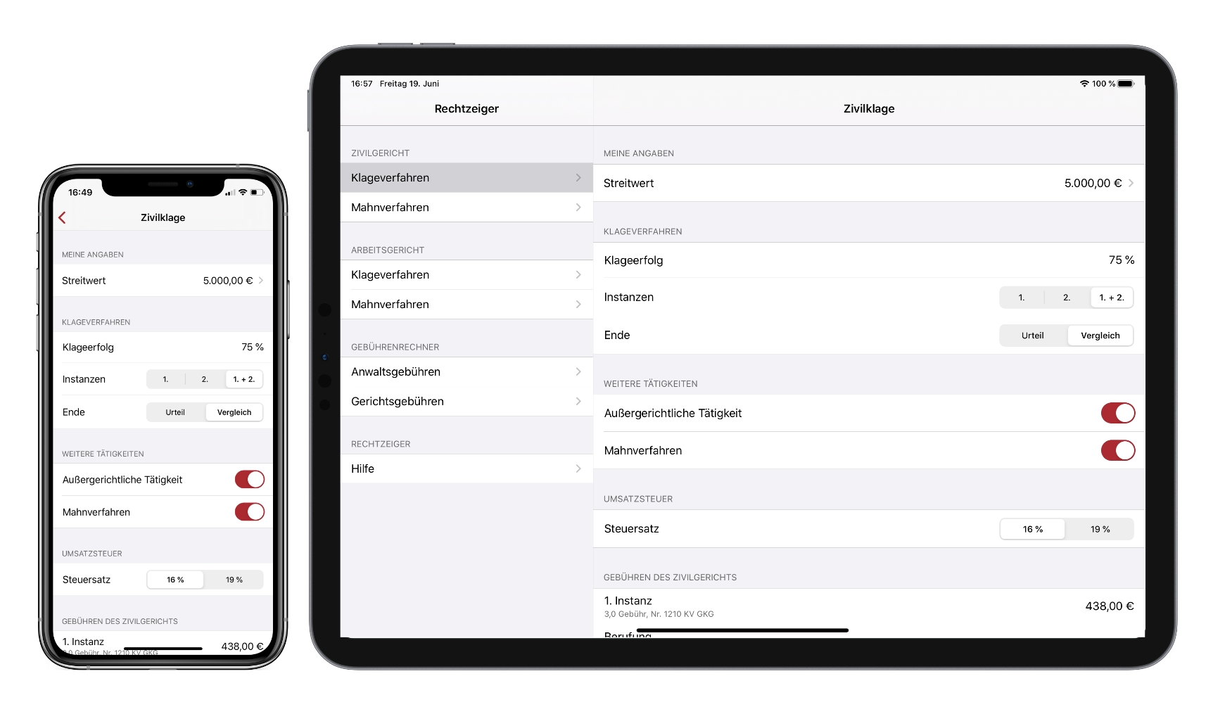 Rechtzeiger Screenshot iPhone Pro 11 / iPad Pro